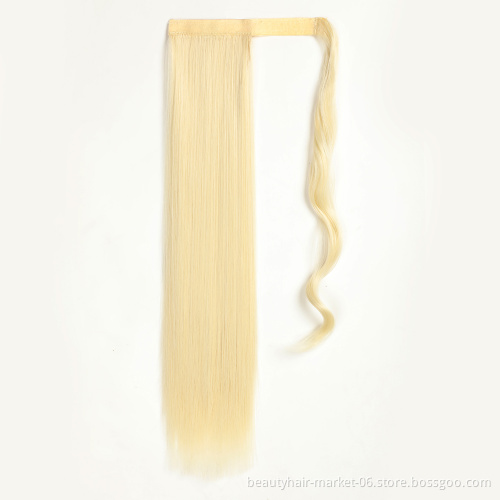 Cheap Wholesale 24" long multi color synthetic clip in ponytail hair extensions wrap around drawstring ponytail for woman